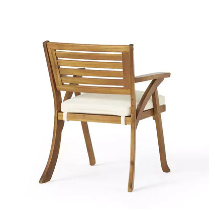 Christopher Knight Home Ensemble de salle à manger d'extérieur Zephyr en bois d'acacia avec coussins, teck