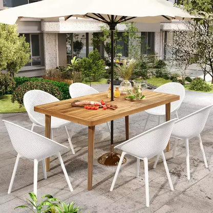 Set da pranzo da esterno a 7 pezzi in acacia e plastica di polipropilene Christopher Knight Home Maya