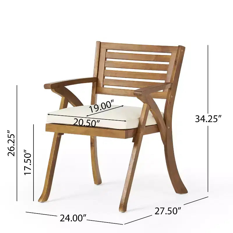 Set da pranzo da esterno ModernLuxe in legno con cuscini per 3/5/7 persone, finitura teak