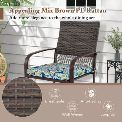 Costway Ensemble de salle à manger d'extérieur 5 pièces avec plateau de table en bois-plastique et trou pour parasol pour jardin