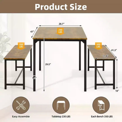 Ensemble de salle à manger EROMMY pour 4 à 6 personnes, table extra-longue avec 2 bancs