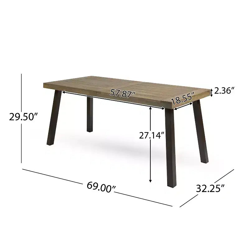 Set da pranzo da esterno Christopher Knight Home Spanish Bay a 7 pezzi in legno di acacia e metallo rustico con cuscini