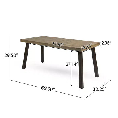 Set da pranzo da esterno Christopher Knight Home Spanish Bay a 7 pezzi in legno di acacia e metallo rustico con cuscini