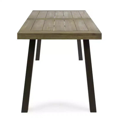 Set da pranzo da esterno Christopher Knight Home Spanish Bay a 7 pezzi in legno di acacia e metallo rustico con cuscini