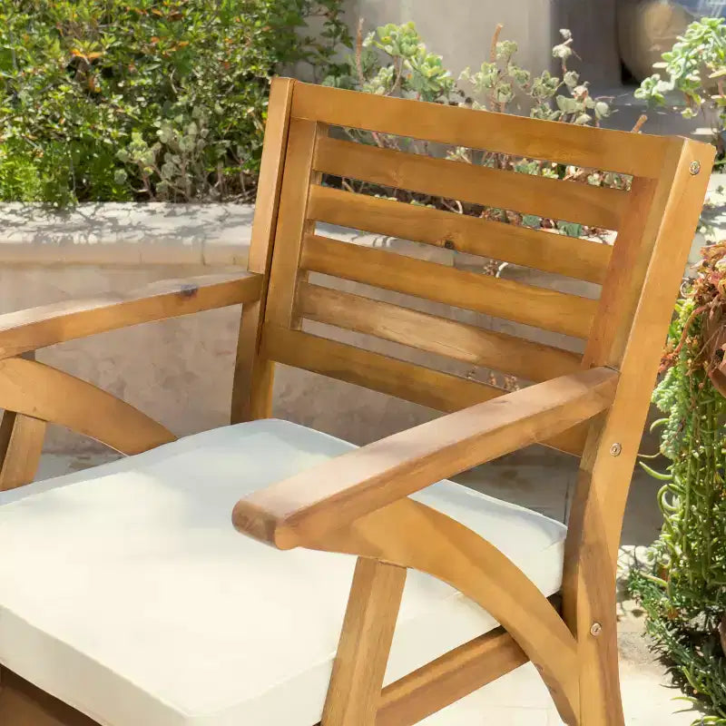 Set da pranzo da esterno Christopher Knight Home Spanish Bay a 7 pezzi in legno di acacia e metallo rustico con cuscini