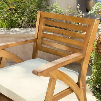 Set da pranzo da esterno Christopher Knight Home Spanish Bay a 7 pezzi in legno di acacia e metallo rustico con cuscini