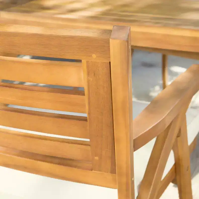 Set da pranzo da esterno Christopher Knight Home Spanish Bay a 7 pezzi in legno di acacia e metallo rustico con cuscini