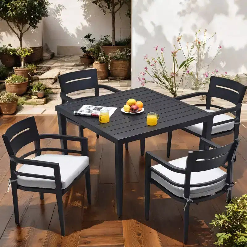 Christopher Knight Home Outdoor 5pcs Aluminum 40 Square Dining Set with Sunbrella Fabric