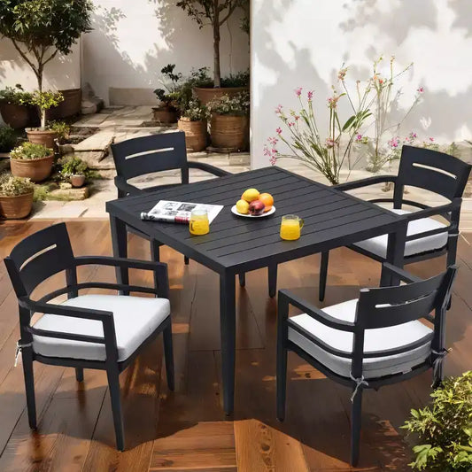 Christopher Knight Home Outdoor 5pcs Aluminum 40 Square Dining Set with Sunbrella Fabric
