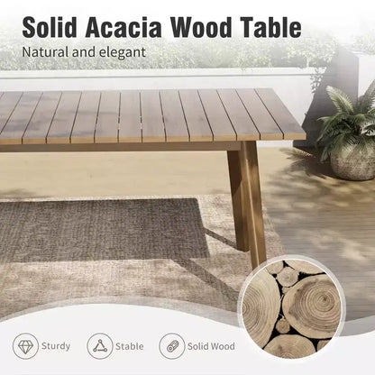 Ensemble de salle à manger d'extérieur Captiva Designs avec chaises en rotin et 1 table rectangulaire en bois d'acacia