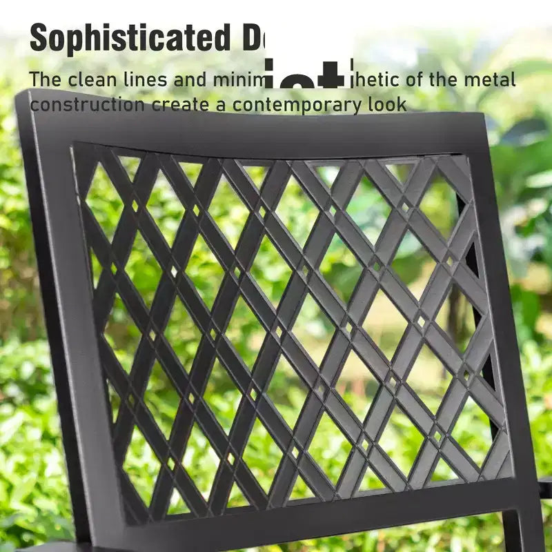 Ensemble de salle à manger d'extérieur Captiva Designs 7 pièces avec table rectangulaire à lattes et chaises empilables en métal