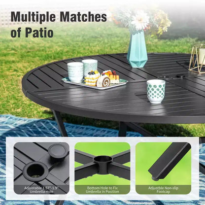 Captiva Designs Set da pranzo da 5 pezzi per patio con tavolo in acciaio e sedie girevoli a 360 gradi in Textilene