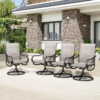 Captiva Designs Set da pranzo da 5 pezzi per patio con tavolo in acciaio e sedie girevoli a 360 gradi in Textilene