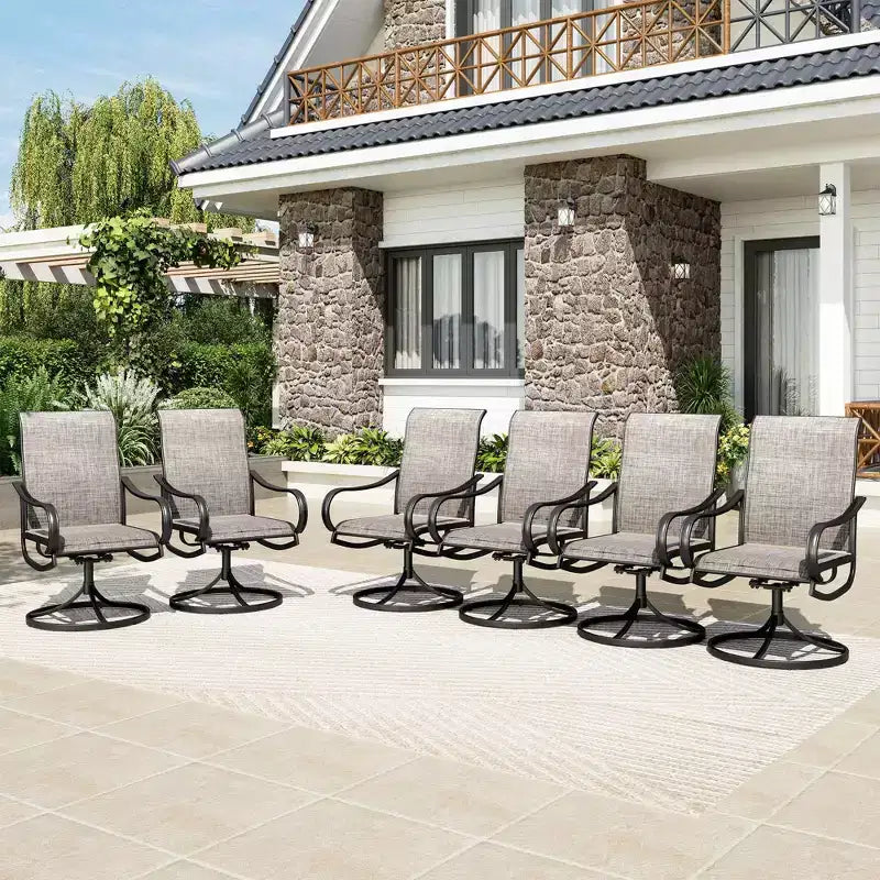 Captiva Designs Set da pranzo da 5 pezzi per patio con tavolo in acciaio e sedie girevoli a 360 gradi in Textilene