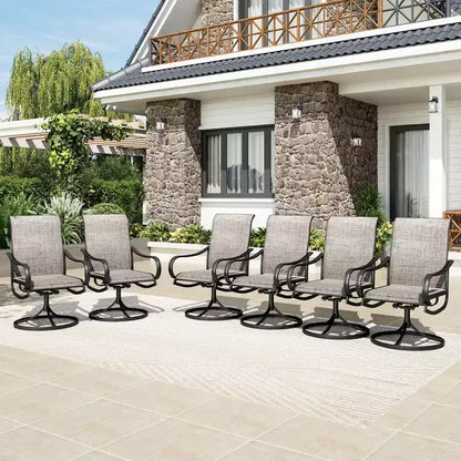 Captiva Designs Set da pranzo da 5 pezzi per patio con tavolo in acciaio e sedie girevoli a 360 gradi in Textilene