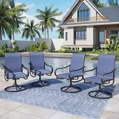 Captiva Designs Set da pranzo da 5 pezzi per patio con tavolo in acciaio e sedie girevoli a 360 gradi in Textilene