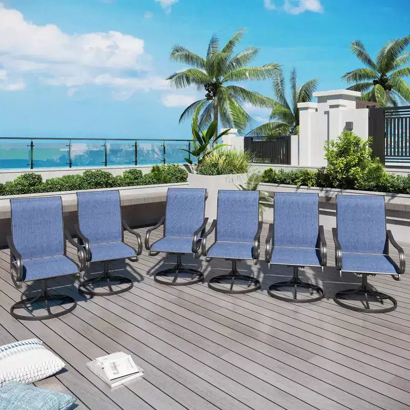 Captiva Designs Set da pranzo da 5 pezzi per patio con tavolo in acciaio e sedie girevoli a 360 gradi in Textilene