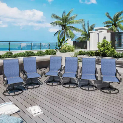 Captiva Designs Set da pranzo da 5 pezzi per patio con tavolo in acciaio e sedie girevoli a 360 gradi in Textilene
