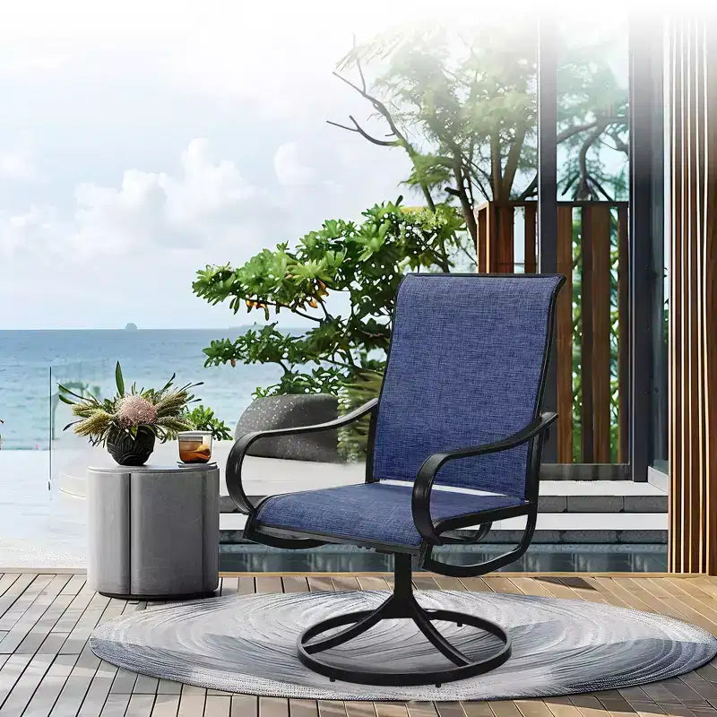 Captiva Designs Set da pranzo da 5 pezzi per patio con tavolo in acciaio e sedie girevoli a 360 gradi in Textilene