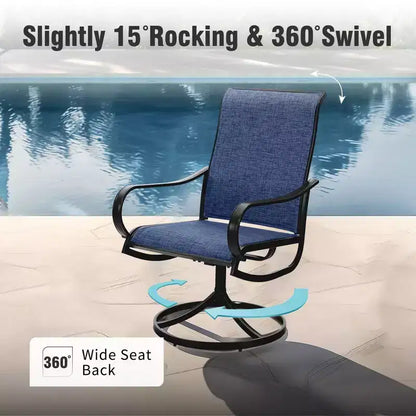 Captiva Designs Set da pranzo da 5 pezzi per patio con tavolo in acciaio e sedie girevoli a 360 gradi in Textilene