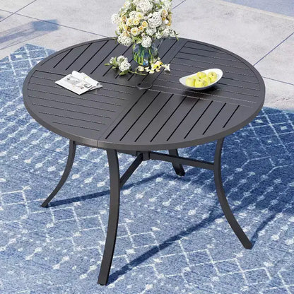 Captiva Designs Set da pranzo da 5 pezzi per patio con tavolo in acciaio e sedie girevoli a 360 gradi in Textilene