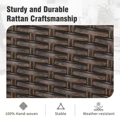 Captiva Designs Set da pranzo 7 pezzi con tavolo in acciaio con ripiano a doghe e foro per ombrellone e sedie in rattan con braccioli imbottiti