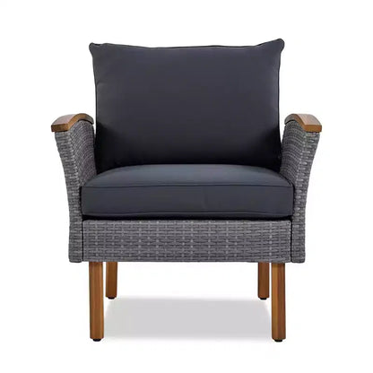 Whisen Set di Mobili da Giardino a 9 Pezzi in Rattan Resistente alle Intemperie e Divano Sezionale da Esterno con Tavolino da Caffè e Cuscini - Grigio