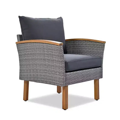 Whisen Set di Mobili da Giardino a 9 Pezzi in Rattan Resistente alle Intemperie e Divano Sezionale da Esterno con Tavolino da Caffè e Cuscini - Grigio
