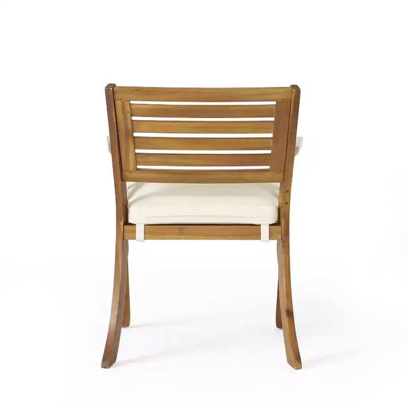 Christopher Knight Home Blaine Ensemble repas 5 pièces avec coussins, en bois d'acacia et fer forgé, pour extérieur, teck et crème