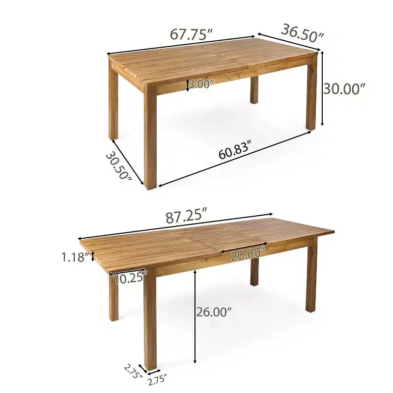 Christopher Knight Home Tamaron - Set da pranzo espandibile a 7 posti da esterno in legno di acacia con cuscini, colore teak e crema
