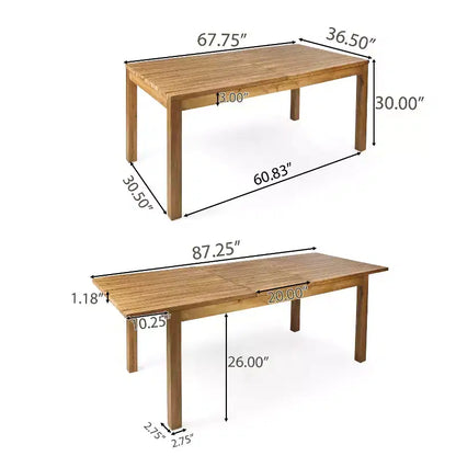 Christopher Knight Home Tamaron - Set da pranzo espandibile a 7 posti da esterno in legno di acacia con cuscini, colore teak e crema