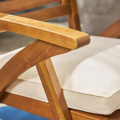 Christopher Knight Home Lovell Set da Pranzo da Esterno 7 Pezzi in Legno di Acacia e Ferro con Cuscini, Teak e Crema