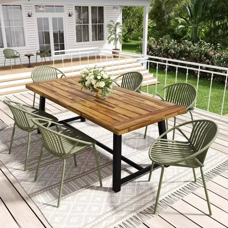 Christopher Knight Home Pablo set da pranzo moderno da 7 pezzi da esterno con sedia impilabile