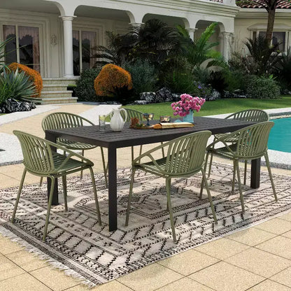 Ensemble de salle à manger d'extérieur moderne Christopher Knight Home Paddy 7 pièces en métal et polypropylène avec chaises empilables