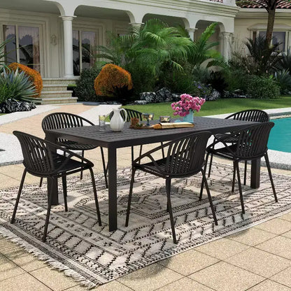 Ensemble de salle à manger d'extérieur moderne Christopher Knight Home Paddy 7 pièces en métal et polypropylène avec chaises empilables