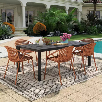 Ensemble de salle à manger d'extérieur moderne Christopher Knight Home Paddy 7 pièces en métal et polypropylène avec chaises empilables
