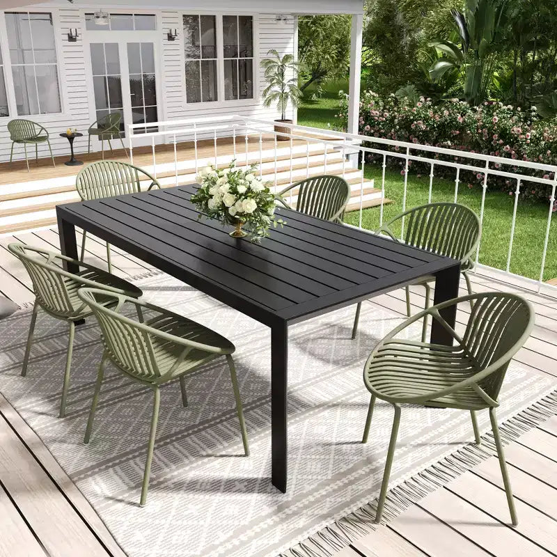 Ensemble de salle à manger d'extérieur moderne Christopher Knight Home Paddy 7 pièces en métal et polypropylène avec chaises empilables