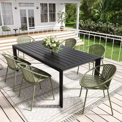 Ensemble de salle à manger d'extérieur moderne Christopher Knight Home Paddy 7 pièces en métal et polypropylène avec chaises empilables