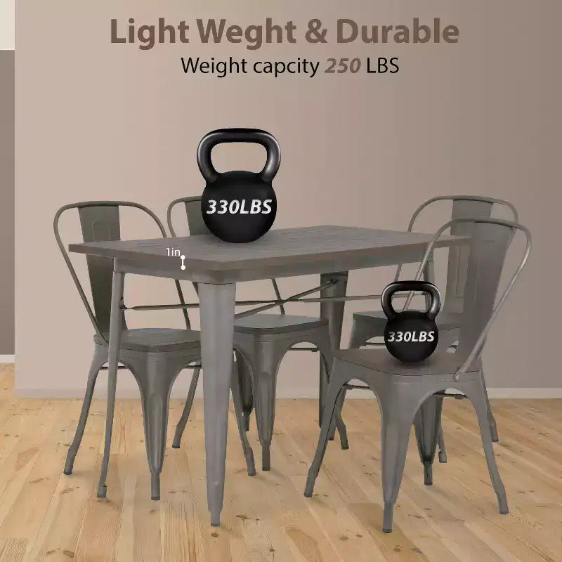 FDW Table et Chaises Style Industriel Chic Ensemble de Salle à Manger 5 Pièces Intérieur Extérieur pour Patio Jardin ou Cour, Bronze