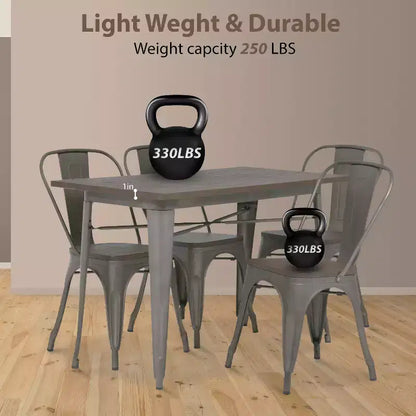 FDW Table et Chaises Style Industriel Chic Ensemble de Salle à Manger 5 Pièces Intérieur Extérieur pour Patio Jardin ou Cour, Bronze