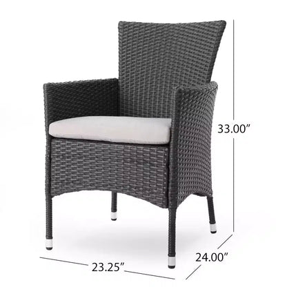 Christopher Knight Home Zain Ensemble de salle à manger 7 pièces en bois d'acacia et osier d'extérieur avec coussin