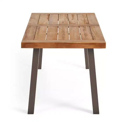 Christopher Knight Home Randy, ensemble de salle à manger d'extérieur 7 pièces en bois d'acacia et osier, avec coussins, teck/brun multiple
