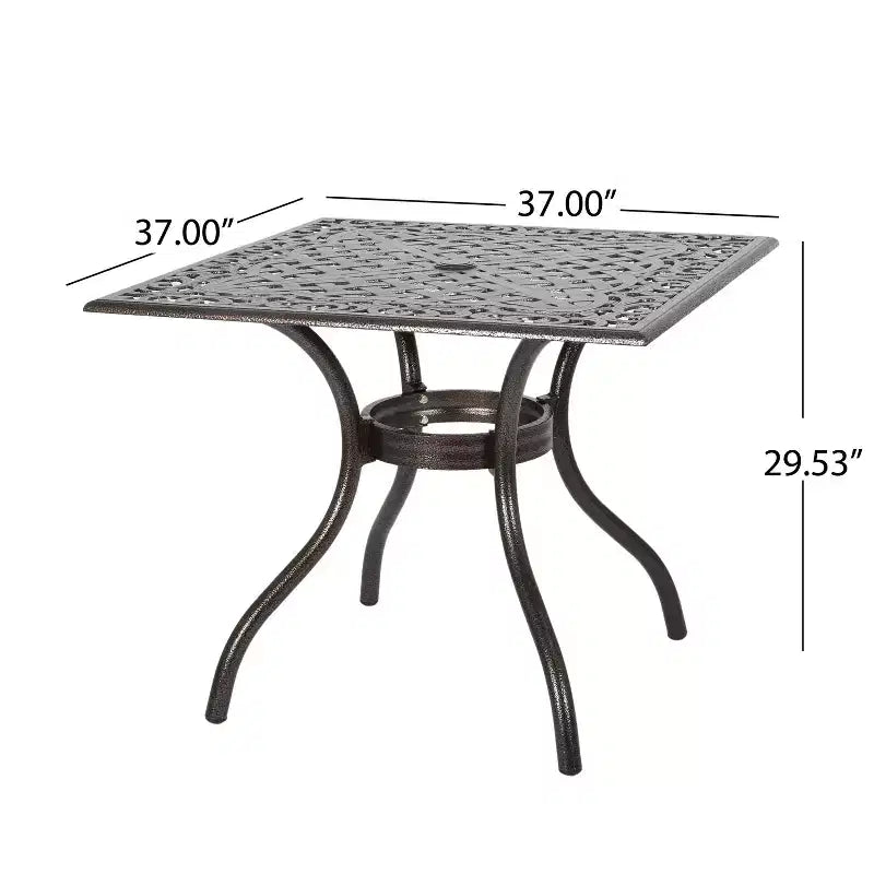 Christopher Knight Home Bogota Ensemble de salle à manger d'extérieur 5 pièces en fonte d'aluminium avec trou pour parasol