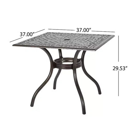 Christopher Knight Home Bogota Ensemble de salle à manger d'extérieur 5 pièces en fonte d'aluminium avec trou pour parasol