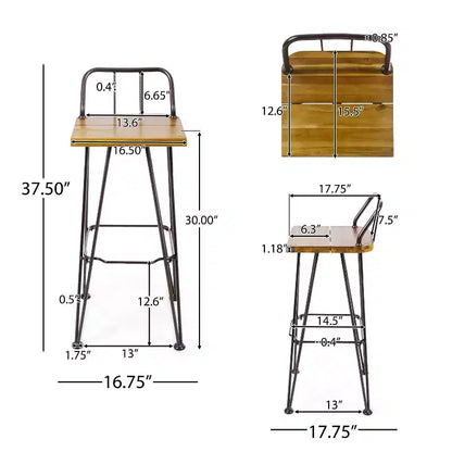 Christopher Knight Home Ensemble de bar 3 pièces industriel extérieur en bois d'acacia avec pieds épingles, Teak