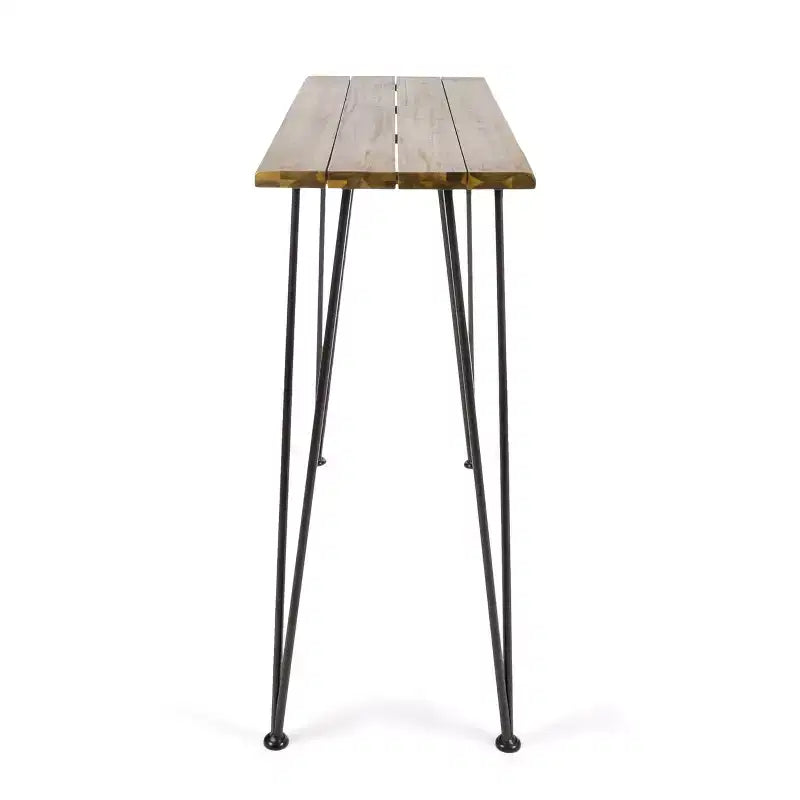 Christopher Knight Home Ensemble de bar 3 pièces industriel extérieur en bois d'acacia avec pieds épingles, Teak