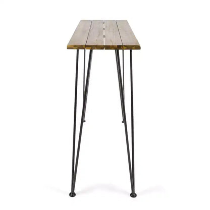 Christopher Knight Home Ensemble de bar 3 pièces industriel extérieur en bois d'acacia avec pieds épingles, Teak