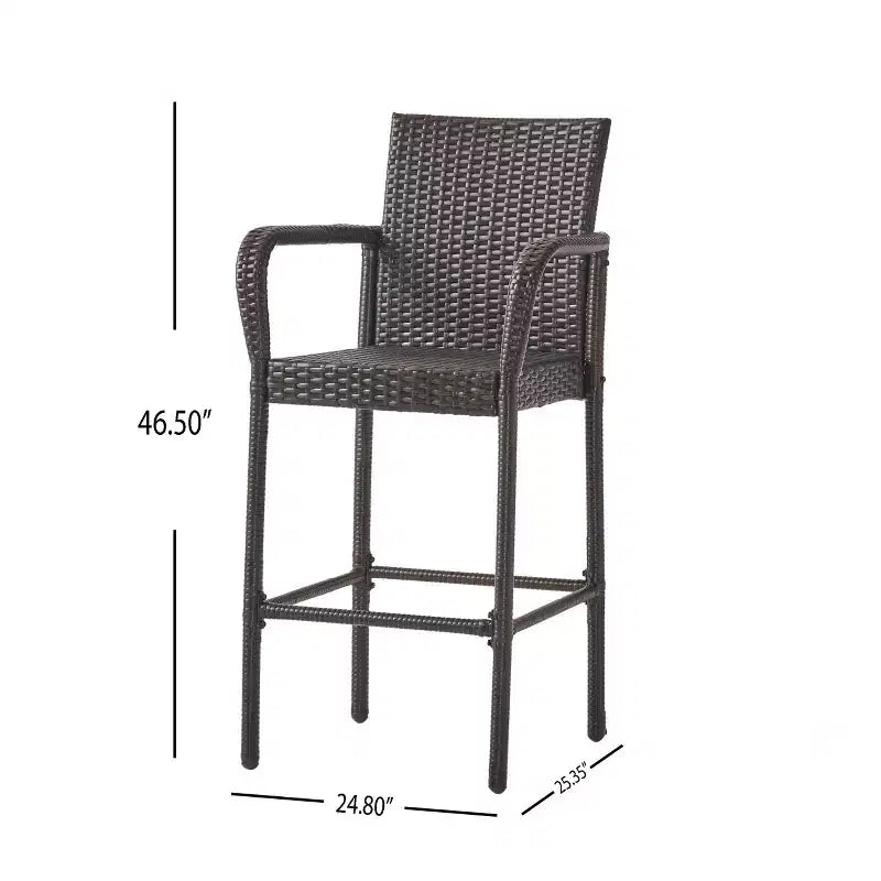 Ensemble de bar carré d'extérieur 5 pièces en osier Colbin Christopher Knight Home, Multibrown