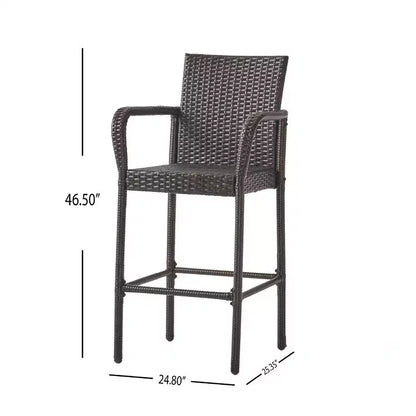 Ensemble de bar carré d'extérieur 5 pièces en osier Colbin Christopher Knight Home, Multibrown
