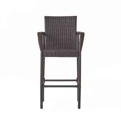Ensemble de bar carré d'extérieur 5 pièces en osier Colbin Christopher Knight Home, Multibrown